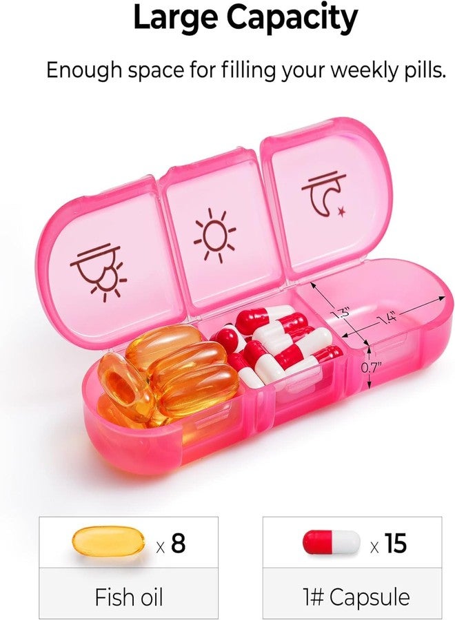 vulrian Weekly Medicine Organizer Box 03 Times a Day, Tablets Container Case Travel Pill Box For 07 days Multicolor 01 Pcs - Image 2